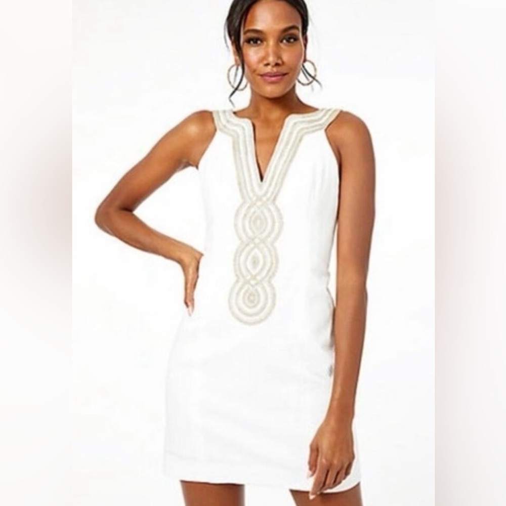 Lilly Pulitzer White Sleeveless Embroidered Shift Dress